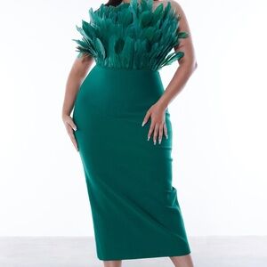 Emerald Green Feathered Dress